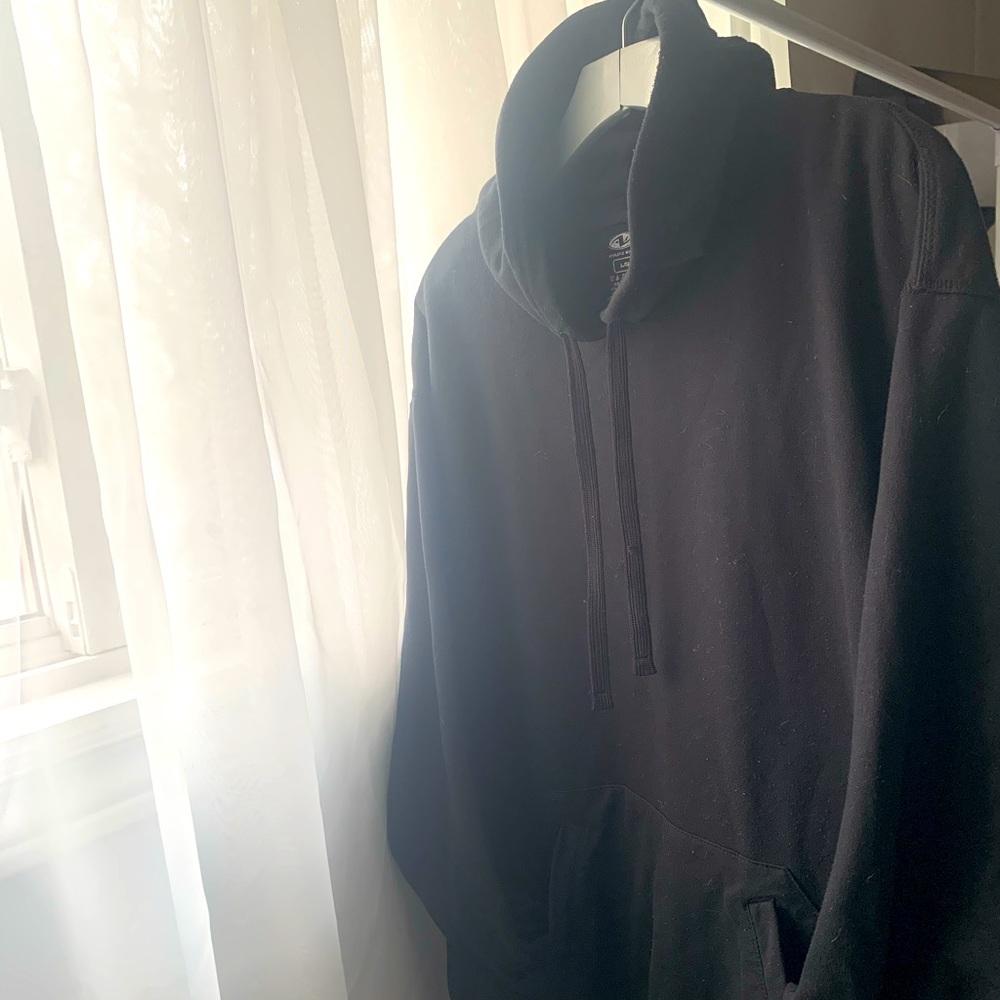 Black very large made pull over sweater
